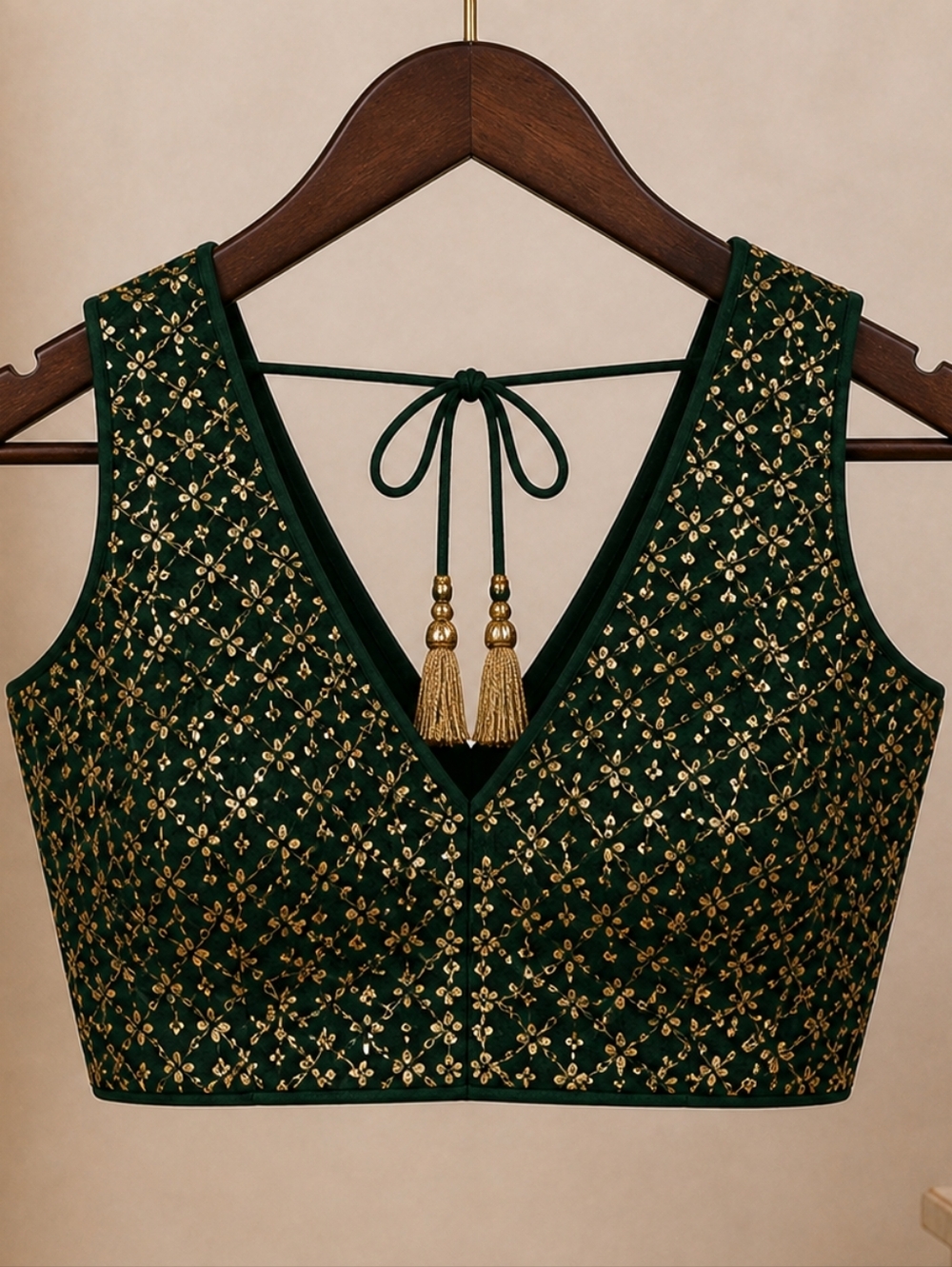 Green Gorgette With Sequined Work Lehenga Choli - Picture 5 of 8